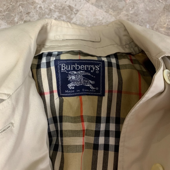 Vintage Burberry Trench Coat Long Jacket 1984 Hood Hooded STAINS AsIs Nova Check - Picture 8 of 16